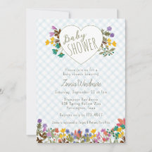 001 Hemelblauw geruite tuin hart bloemen baby show