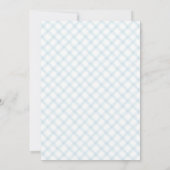 001 Hemelblauwe Gingham Baby Shower Uitnodiging Ee (Achterkant)
