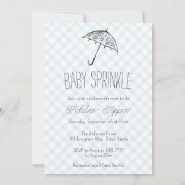 001 Hemelblauwe Moderne Paraplu Baby Shower Gingha Kaart