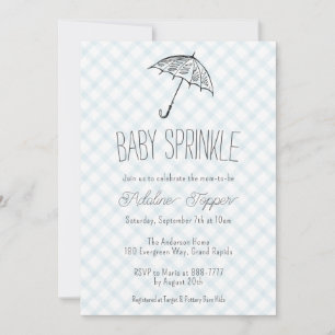 001 Hemelblauwe Moderne Paraplu Baby Shower Gingha Kaart