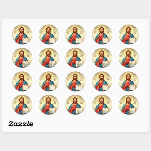 001 - Jezus Christus Ronde Sticker (Vel)