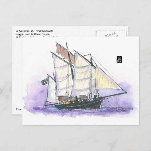 (001) Le Corentin - Lugger Tall Ship Briefkaart (Voorkant / Achterkant)