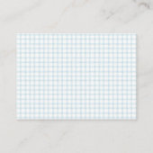 001 Sky Blue Gingham Baby Shower Diaper Raffle Informatiekaartje (Achterkant)