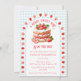 001 Sky Blue Strawberry Shortcake Baby Shower Kaart