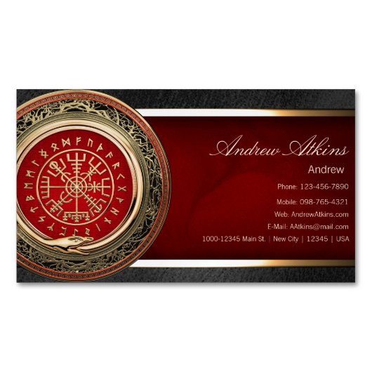 [001] Vegvisir - Gold Viking Magic Runic Compass Magnetisch Visitekaartje (Voorkant)