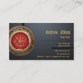 [001] Vegvisir - Gold Viking Magic Runic Compass Visitekaartje (Achterkant)