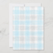 002 Cerulean 020 Fog Sun Plaid Stork Baby Shower Kaart (Achterkant)