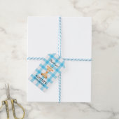 002 Cerulean Blauwe Geruite Giraffe Cadeaubijslage Cadeaulabel (Met Touw)