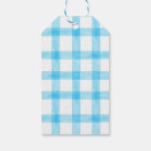 002 Cerulean Blauwe Geruite Giraffe Cadeaubijslage Cadeaulabel (Achterkant)