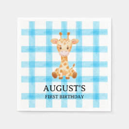 002 Cerulean Blauwe Geruite Giraffe Servet