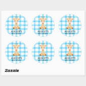 002 Cerulean Blauwe Geruite Giraffe Sticker (Vel)