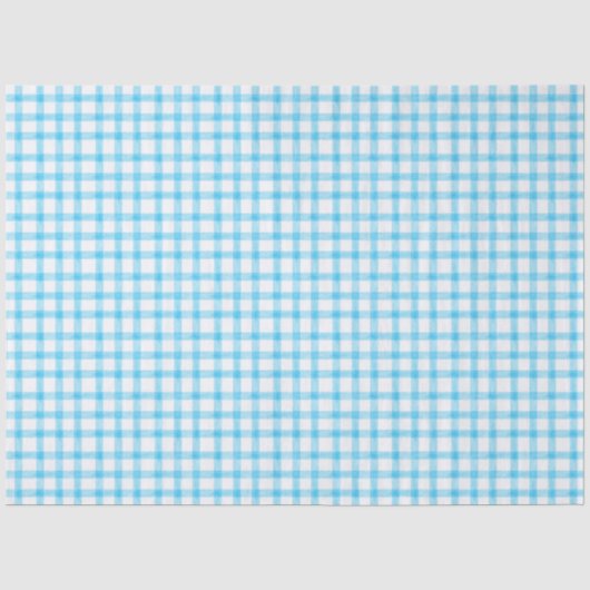 002 Cerulean Blauwe Gingham Tissuepapier (Voorkant)