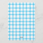 002 Cerulean Blue Check Giraffe Birthday Invite Kaart (Achterkant)