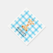 002 Cerulean Blue Check Giraffe Napkin Servet (Hoek)