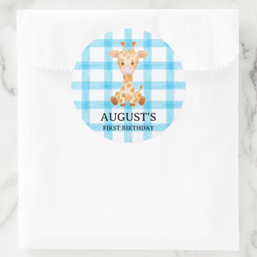 002 Cerulean Blue Check Giraffe Sticker (Tas)