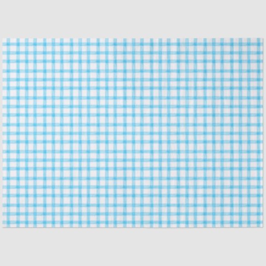002 Cerulean Blue Gingham Tissue Paper Tissuepapier (Voorkant)