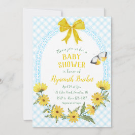 002 Cerulean Gele Madeliefjes Strik Gingham Baby S Kaart