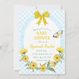 002 Cerulean Gele Madeliefjes Strik Gingham Baby S Kaart