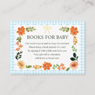 002 Cerulean Gingham Baby Shower Bijkaart Informatiekaartje