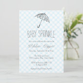 002 Cerulean Modern Paraplu Baby Sprinkle Gingham Kaart (Staand voorkant)