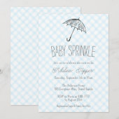 002 Cerulean Modern Paraplu Baby Sprinkle Gingham Kaart (Voorkant / Achterkant)