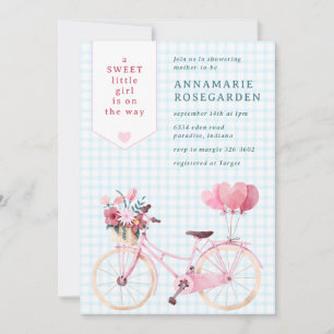 002 Cerulean Zoete Bloemige Meisjesfiets Baby Show Kaart
