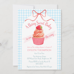 002 Hemelsblauwe Bes Zoete Aardbei Baby Shower Kaart