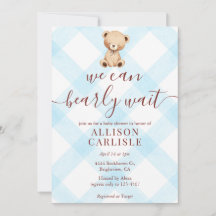 002 Hemelsblauwe Teddybeer Gingham Baby Shower