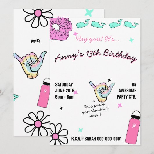 002 Vsco-trend van tieners meisje Aankondiging (Voorkant / Achterkant)