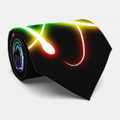 (003:04) Kleurrijke gloeiatoms - Zwart Stropdas (Opgerold)