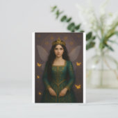 003_A fairy princess in emerald green. Briefkaart (Staand voorkant)
