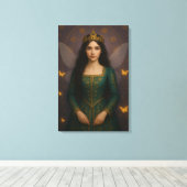 003_A fairy princess in emerald green. Canvas Afdruk (Insitu (Houten vloer))