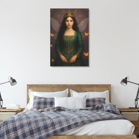 003_A fairy princess in emerald green. Canvas Afdruk (Insitu (Slaapkamer))