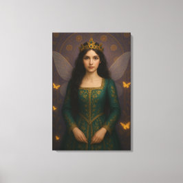 003_A fairy princess in emerald green. Canvas Afdruk