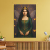 003_A fairy princess in emerald green. Canvas Afdruk (Insitu (Woonkamer))