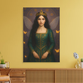 003_A fairy princess in emerald green. Canvas Afdruk