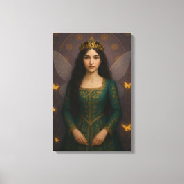 003_A fairy princess in emerald green. Canvas Afdruk