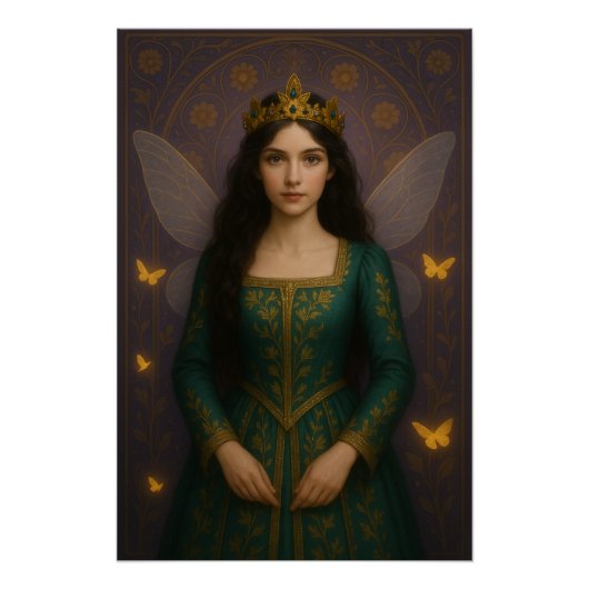 003_A fairy princess in emerald green. Perfect Poster (Voorkant)