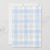 003 Cobalt 020 Fog Sun Plaid Stork Baby Shower Kaart (Achterkant)