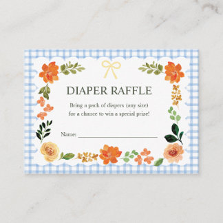 003 Cobalt Gingham Baby Shower Luierspel Informatiekaartje