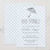 003 Cobalt Modern Umbrella Baby Sprinkle Gingham Kaart (Voorkant / Achterkant)