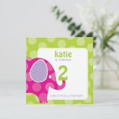 003-Katie :: VERJAARDAGSFEEST NODIGT UIT - olifant Kaart (Staand voorkant)