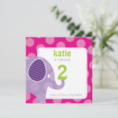 003-Katie :: VERJAARDAGSFEEST NODIGT UIT - olifant Kaart (Staand voorkant)