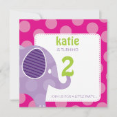 003-Katie :: VERJAARDAGSFEEST NODIGT UIT - olifant Kaart (Voorkant)