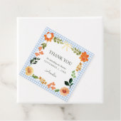 003 Kobaltblauwe bloemengingham babyshower Bedankjes Labels (In situ)