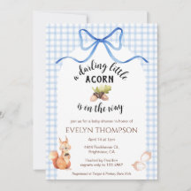 003 Kobaltblauwe Eekhoorn Eikel Gingham Baby Showe