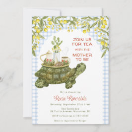 003 Kobaltblauwe Tuin Thee Schildpad Baby Shower Kaart