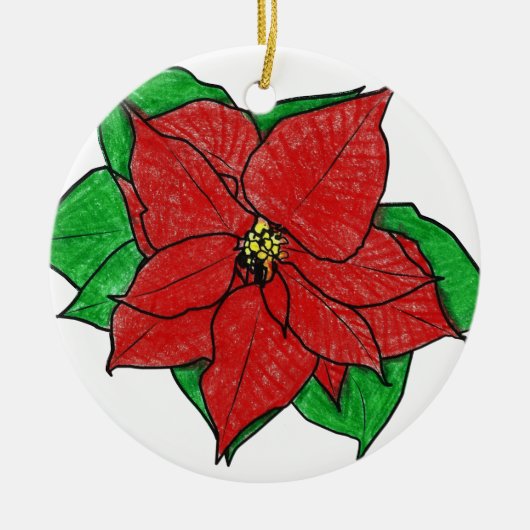 0043 Poinsettia nr. 1.png Keramisch Ornament (Voorkant)