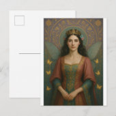 004_A fairy princess in muted rose and teal green. Briefkaart (Voorkant / Achterkant)