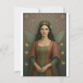 004_A fairy princess in muted rose and teal green. Briefkaart